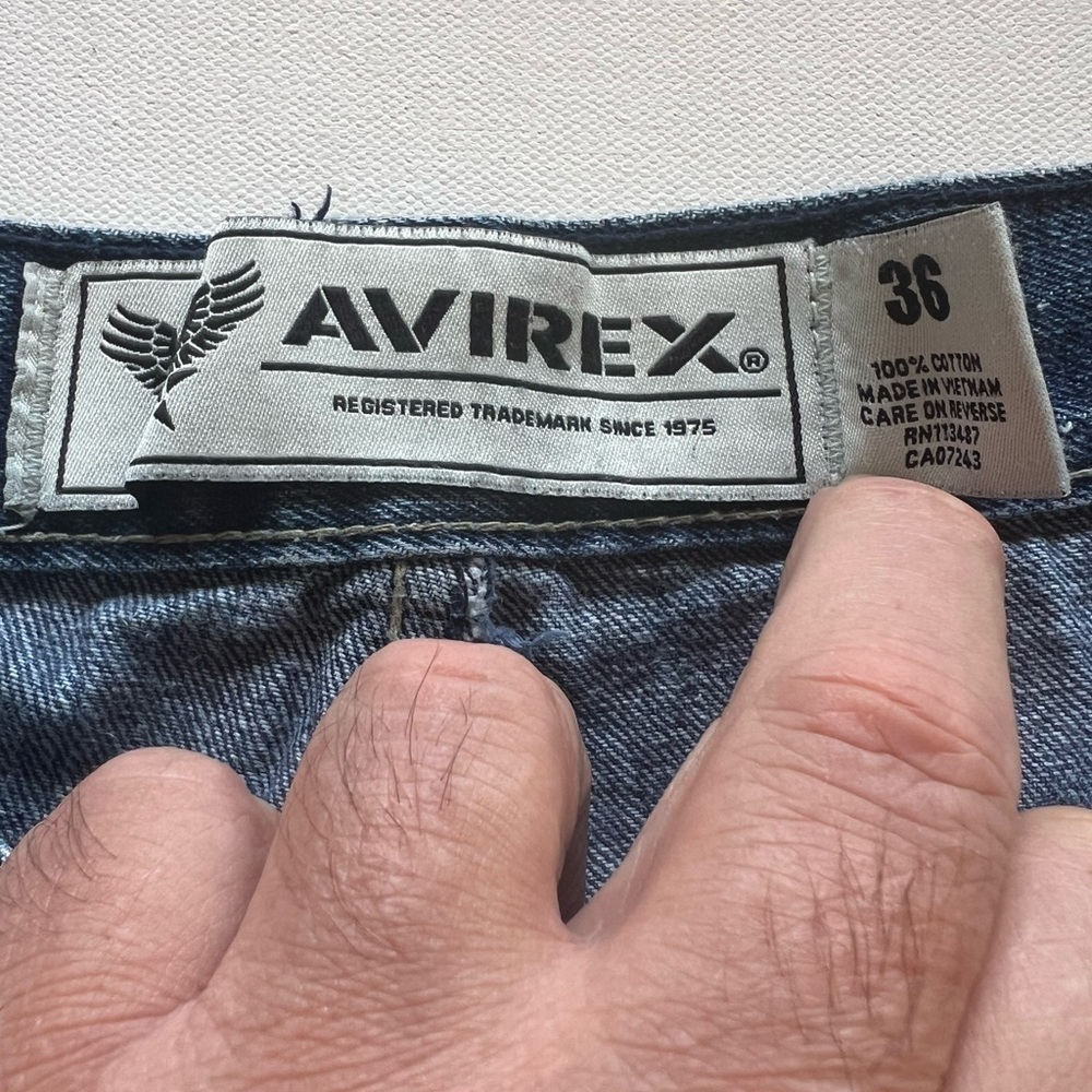 AVIREX MENS DENIM SHORTS SIZE 36x10 Blue Denim Shorts with Embroidered Pocket - Picture 6 of 7